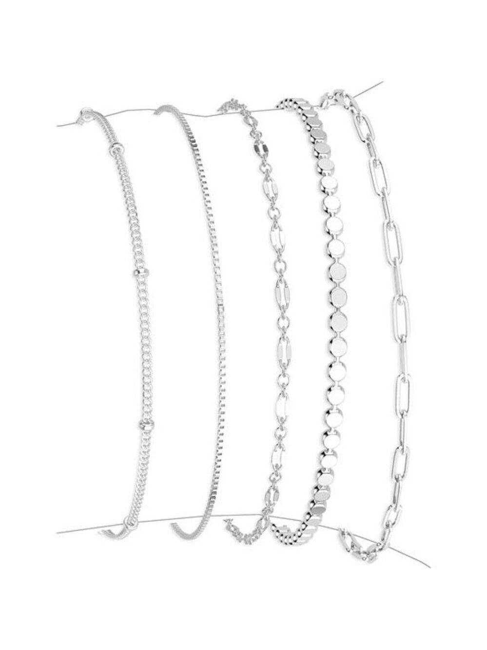Dainty Silver Bracelets Set for Women Layering Adjustable Thin Minimalist Jewelr